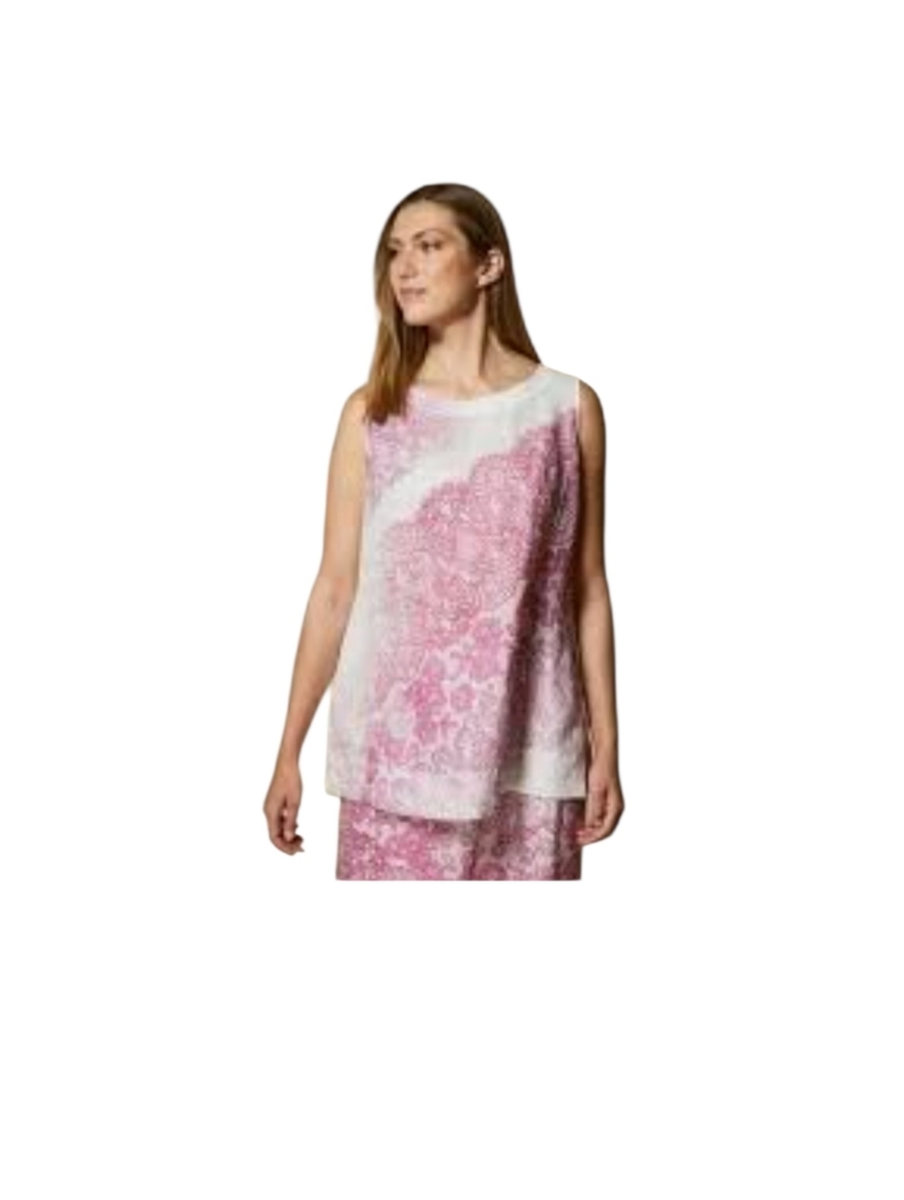 Marina Rinaldi 100% Linen Pink Bravo Blouse Top Size 24W $695